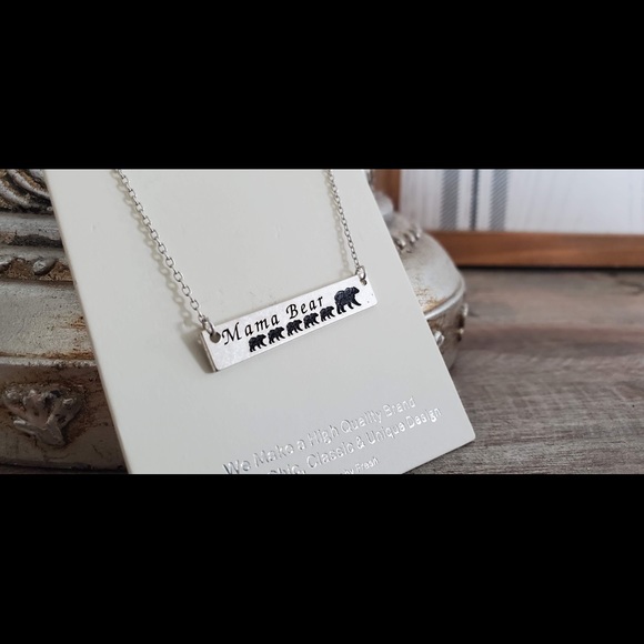 silver mama bear 5 cubs necklace - Picture 3 of 5